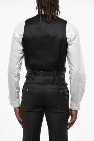 5-Button Wool Vest with Welt Pockets