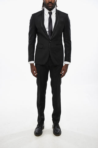 Virgin Wool and Silk Center Vent Collarless 1-Button Suit