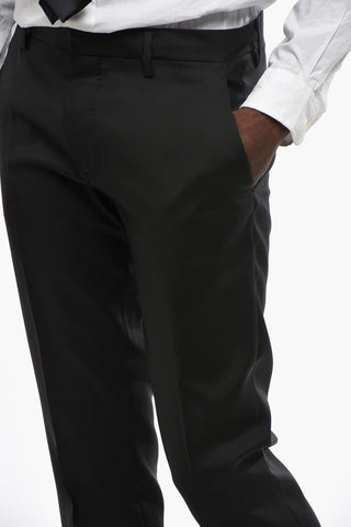 Virgin Wool and Silk Center Vent Collarless 1-Button Suit