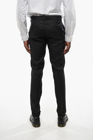 Virgin Wool and Silk Center Vent Collarless 1-Button Suit