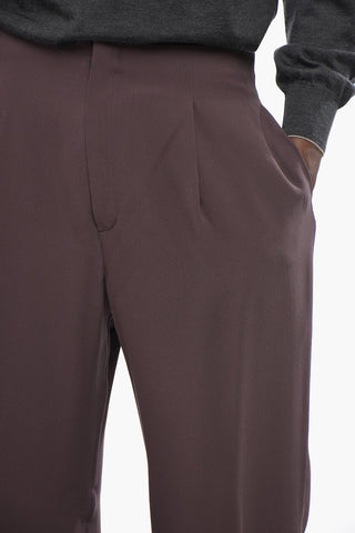 Pantaloni Wide In Seta a Una Pince