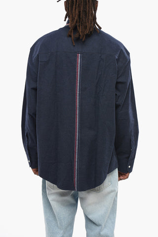 Oversized Cotton Flannel Shirt with Iconic Detail