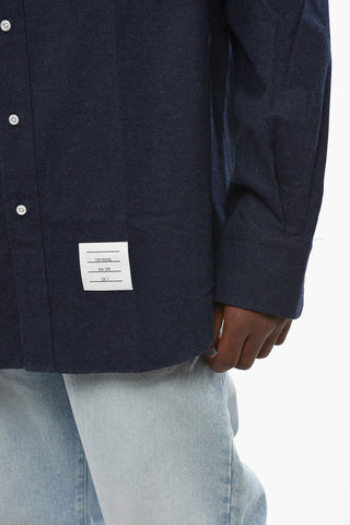 Oversized Cotton Flannel Shirt with Iconic Detail