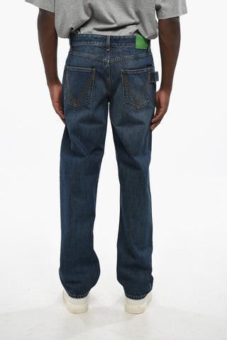 Straight Leg Regular Fit Jeans with Leather Patch 22cm