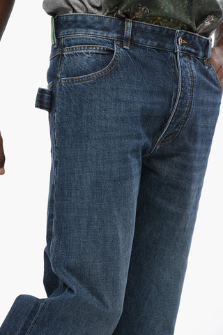 Straight Leg Regular Fit Jeans with Leather Patch 22cm