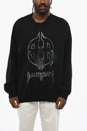 Rundhalspullover aus Baumwollmix UNISEX mit kontrastierendem Logo