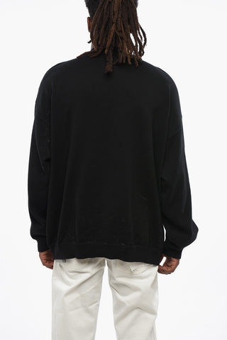 Cotton-Blend Crewneck Sweater UNISEX with Contrasting Logo