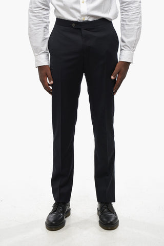 Pantaloni in Lana Vergine con Banda in Satin