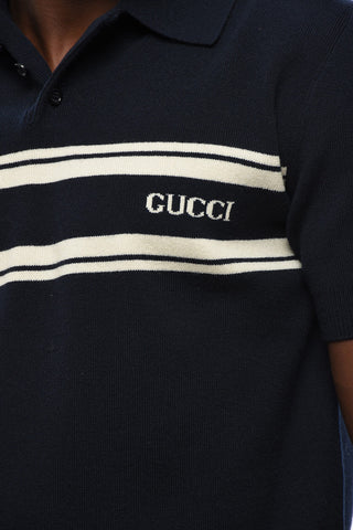 Short Sleeved Wool and Cashmere Sweater with Polo Neck