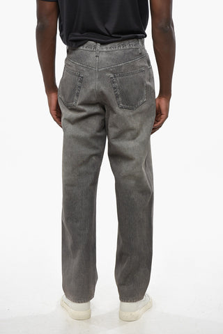 Denim Effect Leather 5-Pockets Pants