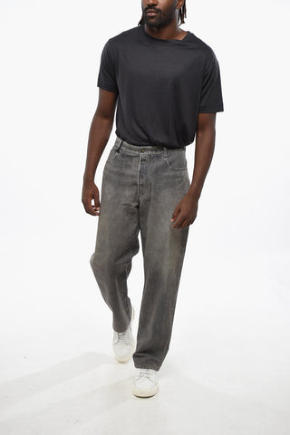 Denim Effect Leather 5-Pockets Pants