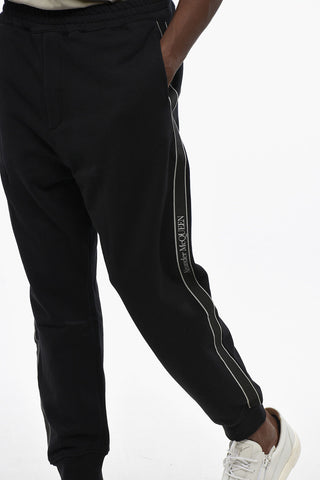 Brushed Cotton Joggers with Logoed Side Band
