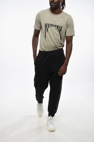 Brushed Cotton Joggers with Logoed Side Band