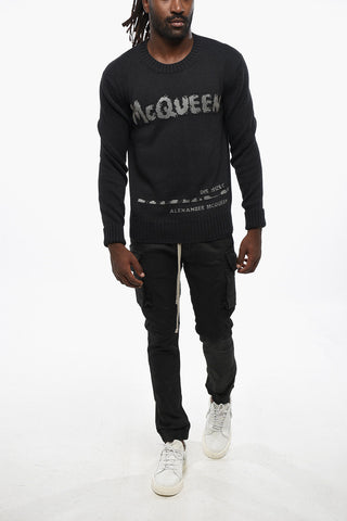 Cotton Crewneck Sweater with Contrast Logo
