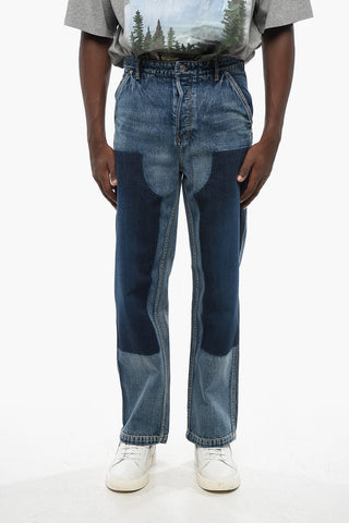 Jeans a Gamba Dritta Effetto Patchwork 21cm