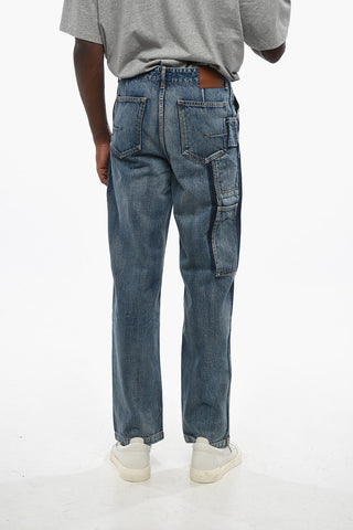 Jeans a Gamba Dritta Effetto Patchwork 21cm