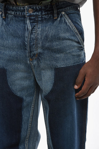 Jeans a Gamba Dritta Effetto Patchwork 21cm