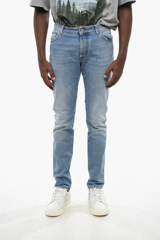Slim-Fit Jeans with Logo Button