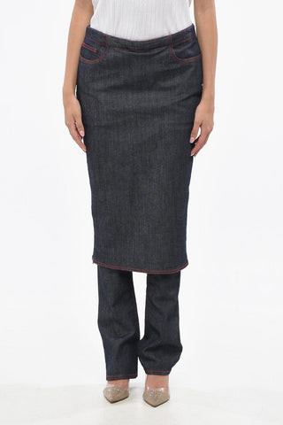 Pantagonna In Denim con Cuciture a vista