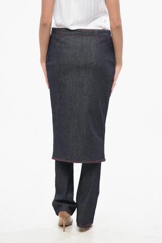 Pantagonna In Denim con Cuciture a vista
