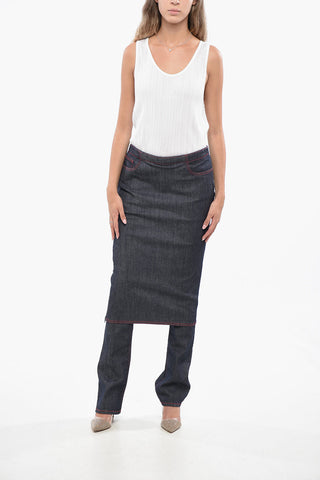 Pantagonna In Denim con Cuciture a vista