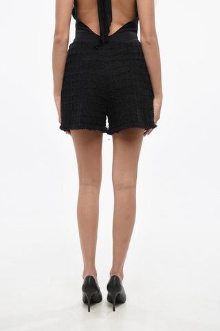 Bouclé Shorts With Double Pocket And Logo Buttons
