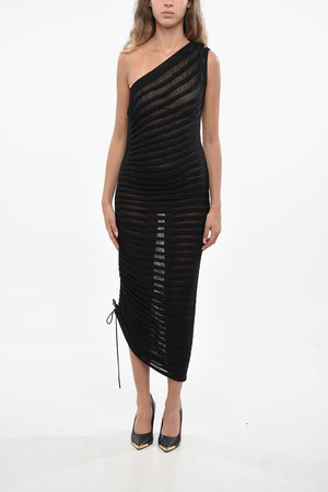 Vestito Attillato Monospalla in Mesh