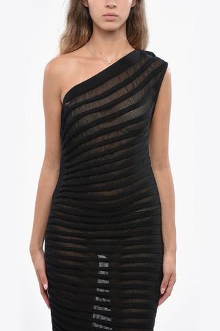 Enganliegendes One-Shoulder-Kleid Aus Mesh