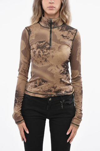 Geripptes Top T-CLAUDY mit Blumenmuster