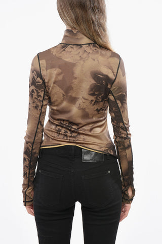 Geripptes Top T-CLAUDY mit Blumenmuster