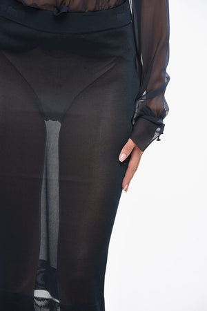 Sheer Solid-Color Midi Skirt