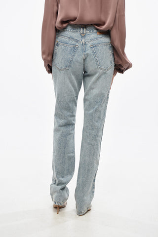 Stonewashed High-Rise Jeans With Gold-Effect Details 19cm