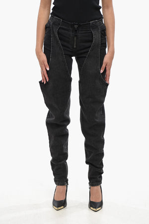 Stretch Denim Jeans with 12cm Overlap Effect