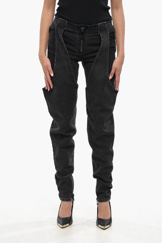 Stretch Denim Jeans with 12cm Overlap Effect
