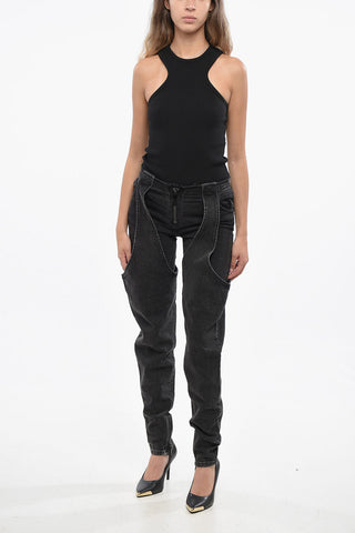Stretch Denim Jeans with 12cm Overlap Effect