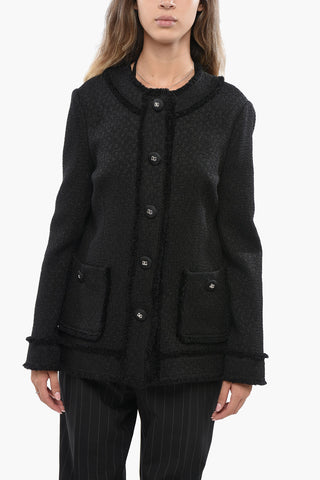 Textured Fabric Blazer with Logoed Buttons