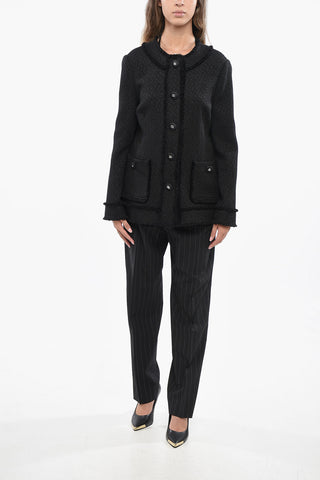 Textured Fabric Blazer with Logoed Buttons