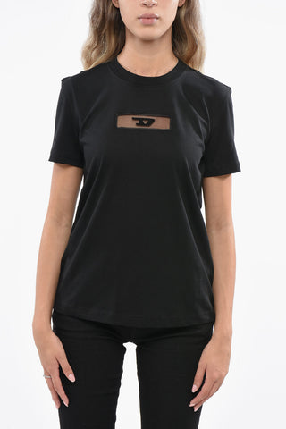 T-Shirt Girocollo T-REG in Tinta Unita con Dettaglio in Tulle