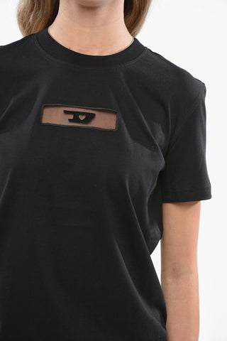 T-Shirt Girocollo T-REG in Tinta Unita con Dettaglio in Tulle
