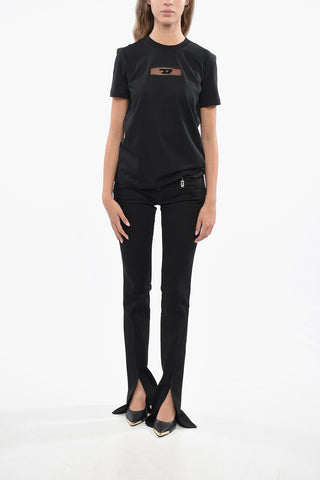 T-Shirt Girocollo T-REG in Tinta Unita con Dettaglio in Tulle