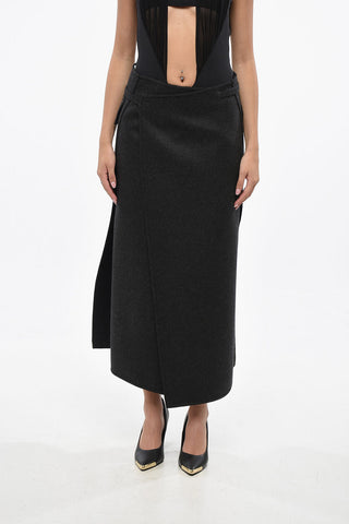 Wool And Cashmere Wrap Skirt With Maxi Patch Pockets