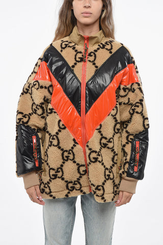 Faux Fur Logoed Jacket with Nylon Details