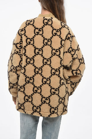 Faux Fur Logoed Jacket with Nylon Details