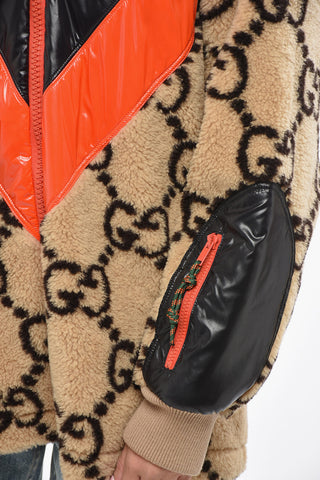 Faux Fur Logoed Jacket with Nylon Details