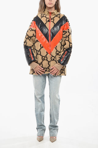 Faux Fur Logoed Jacket with Nylon Details