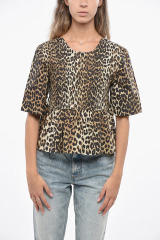 Top Arricciato a Motivo Animalier 