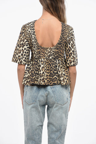 Top Arricciato a Motivo Animalier 