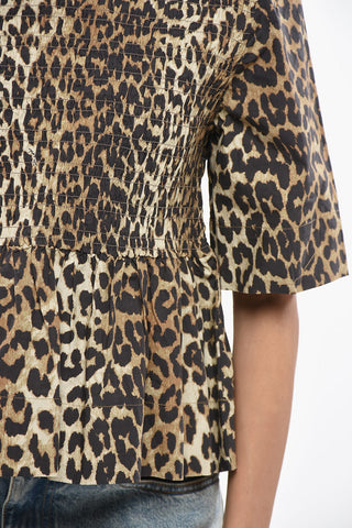 Top Arricciato a Motivo Animalier 