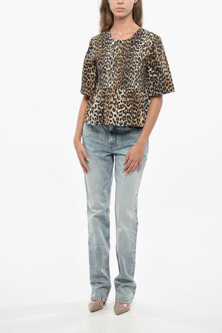 Top Arricciato a Motivo Animalier 