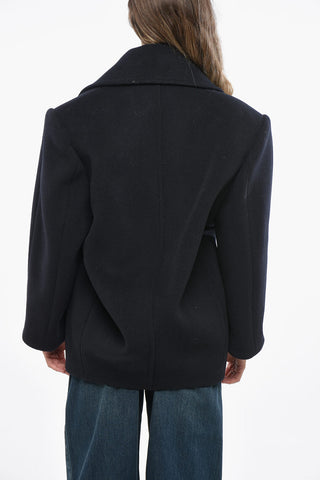 Herringbone Wool Double Breasted Coat